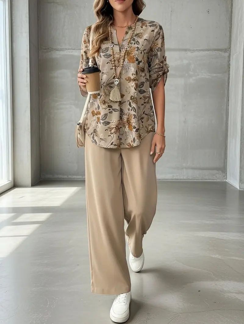 Ilaria - Floraler Soft-Touch-Zweiteiler