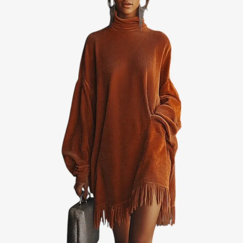 Inge | Damen Oversize Strickkleid mit Rollkragen