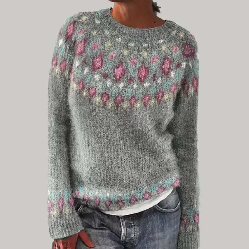 Irmela | Damen Strickpullover Nordisches Muster