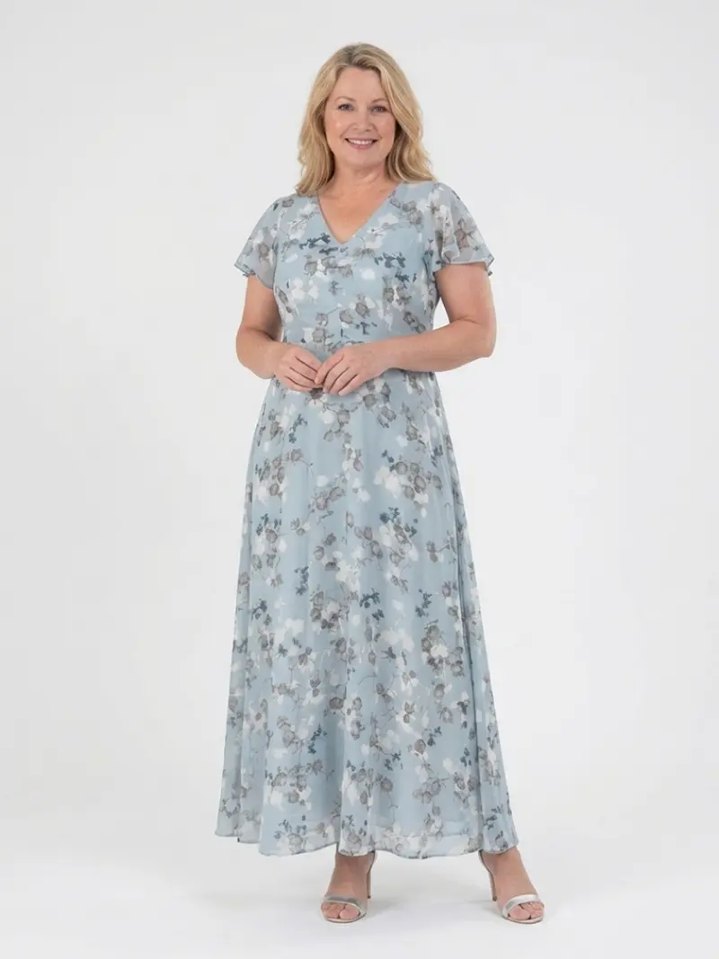 Ismeria | Florales Chiffon Maxikleid