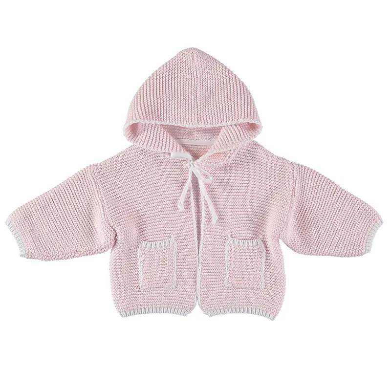 Jacket Knit Pale Pink White
