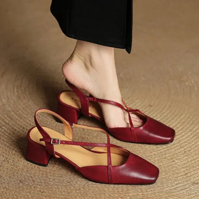 Jana | Damen Vintage Blockabsatz Pumps