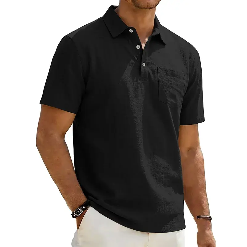 Jaycob | Kurzarm-Poloshirt aus luftigem Leinenmix