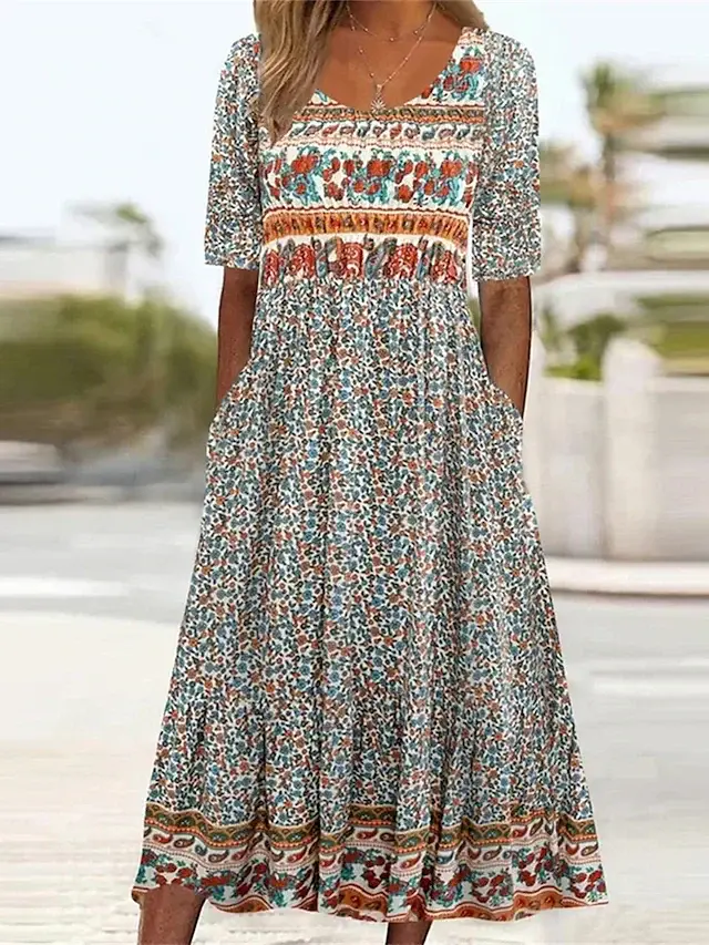 Jenna | Rundhals Boho-Kleid