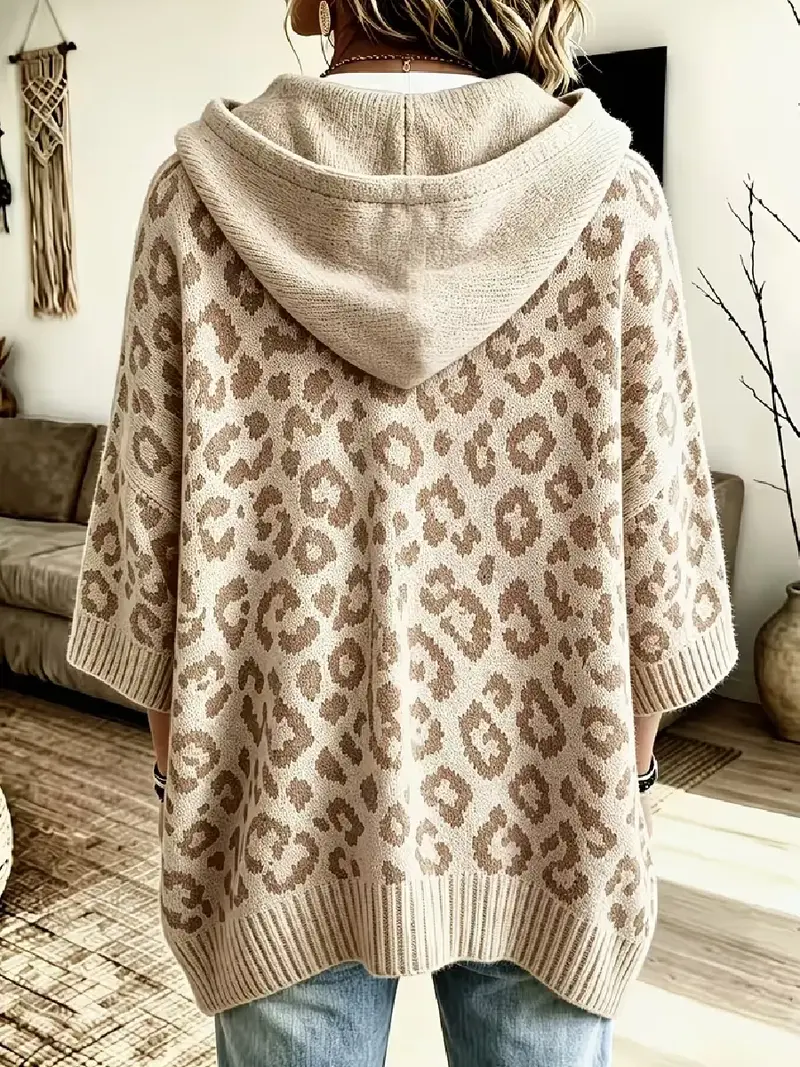 Jocasta - Oversize-Strickpullover mit Leopardenmuster