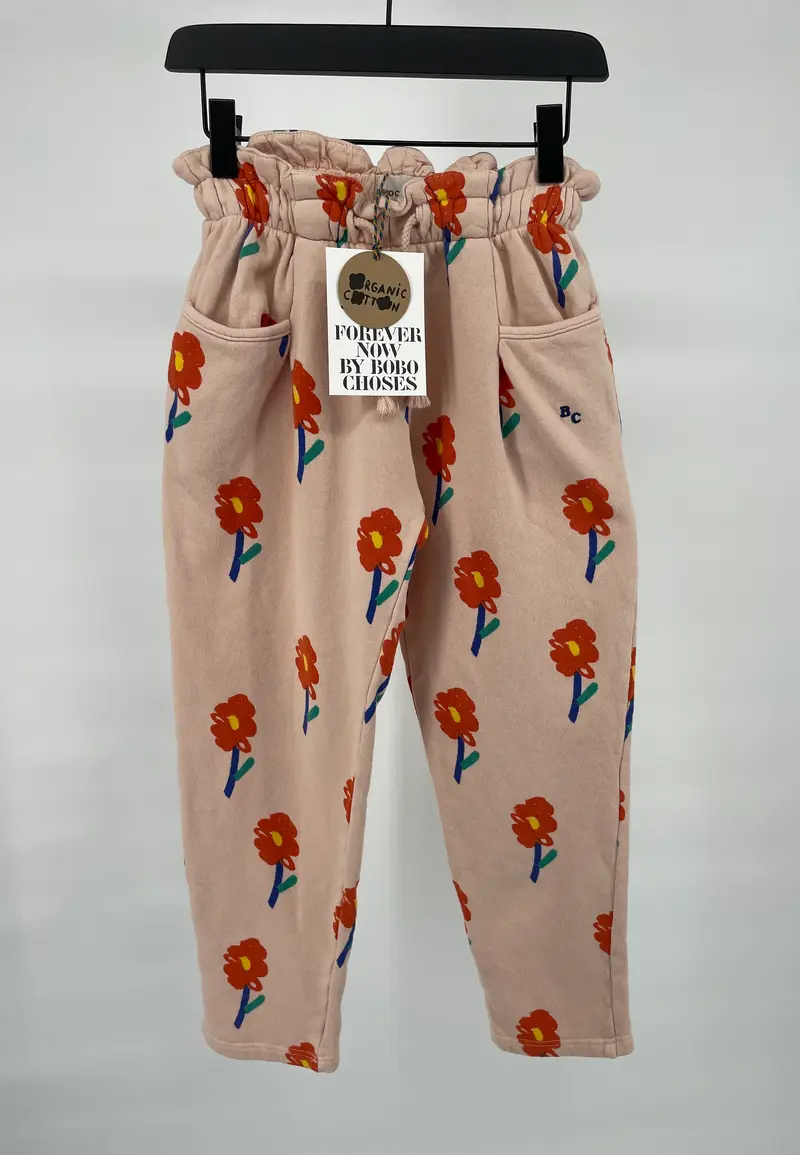 Joggingbroek Beige Bloemetjes Print Maat 116 / 122