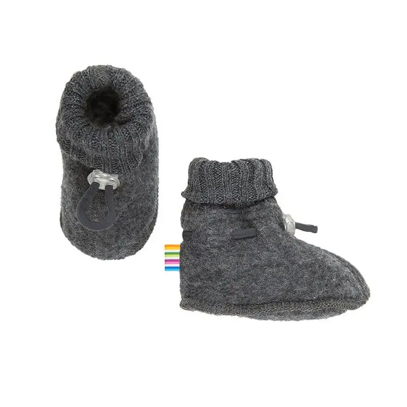 Joha Baby Booties Wool Fleece Dark Grey