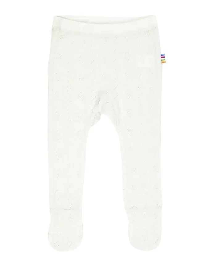 Joha Footed Baby Pants Wool & Silk Pointelle White