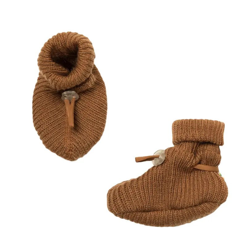 Joha - Wool Knit Baby Booties Dark Copper Slofjes Koper