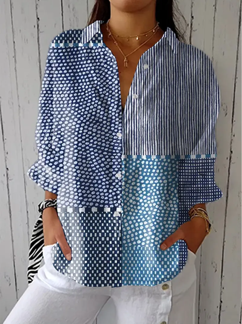 Jolie | Ocean Patchwork Bluse