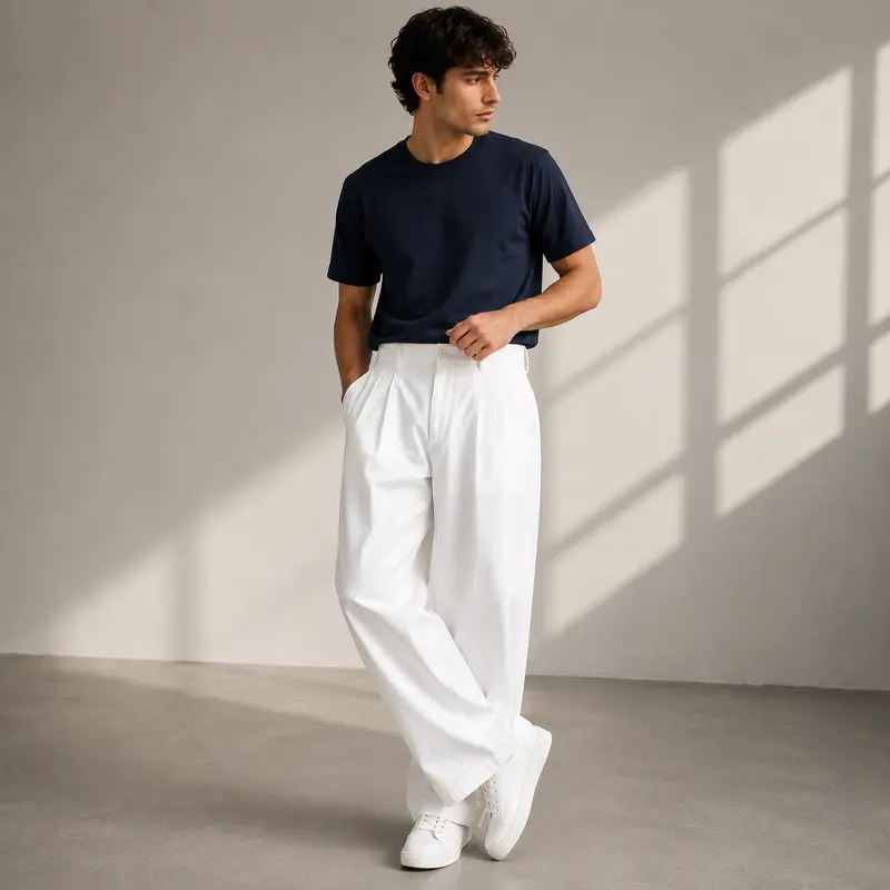 Jonathan | Herren Lässige Wide Leg Freizeithose