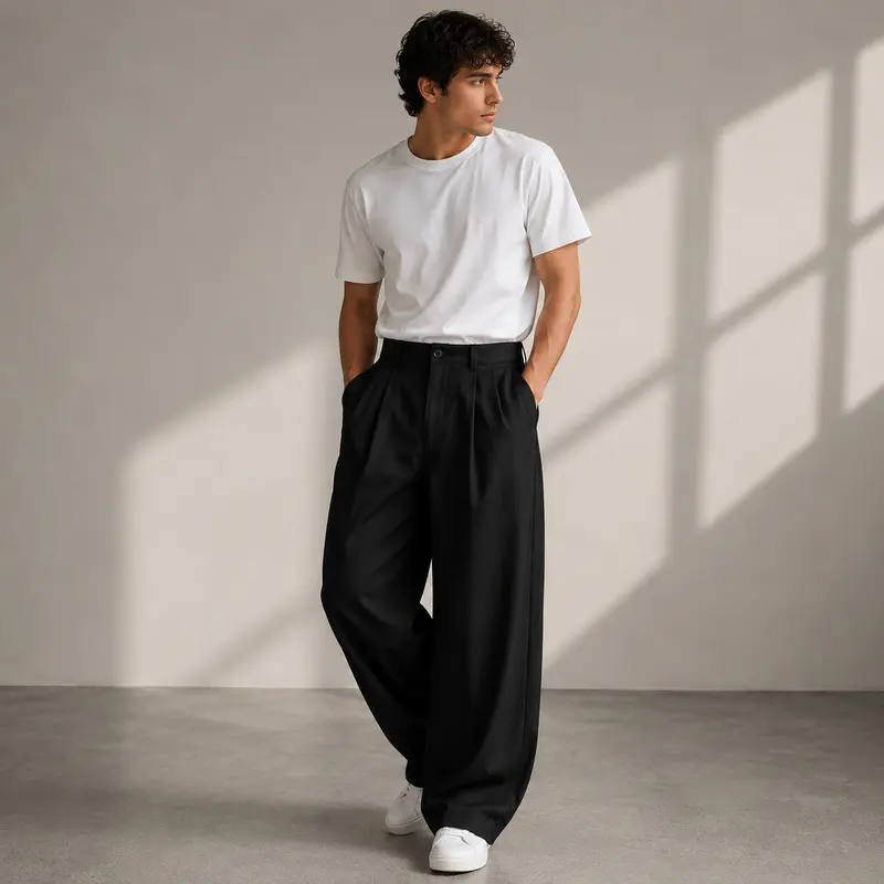 Jonathan | Herren Moderne Wide Leg Freizeithose