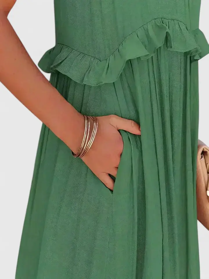 Julia | Damen Elegantes Drapiertes Maxikleid
