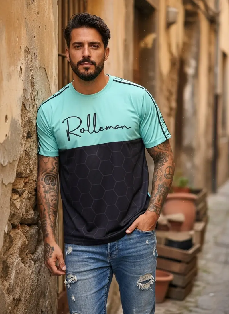 Julián - Heren T-Shirt ROLLEMAN® Performance Polyester Blauw