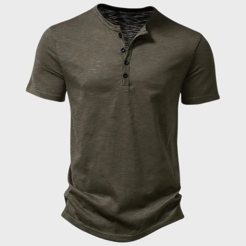 Jumas | Herren lässiges Henley Kurzarm Freizeitshirt