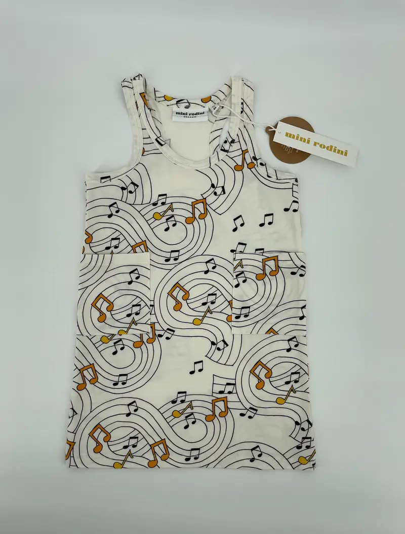Jurk Beige Muzieknoten Maat 80 / 86