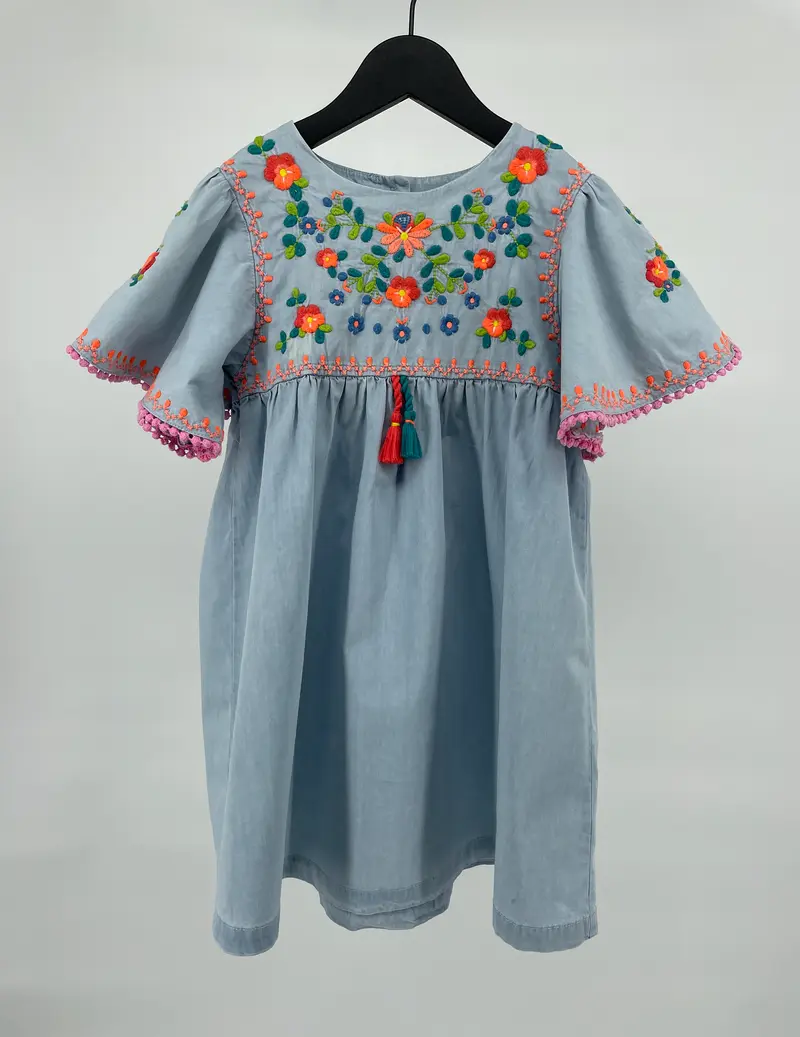 Jurk Blauw Bloemetjes Maat 116