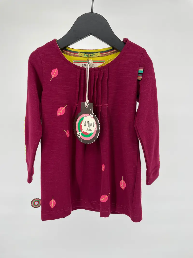 Jurk Bordeaux Rood Blaadjes Maat 74 / 80