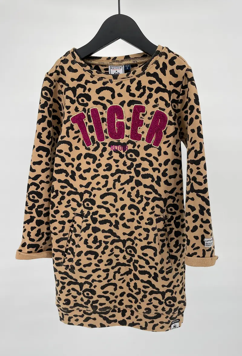 Jurk Bruin Luipaard Print Tiger Maat 110