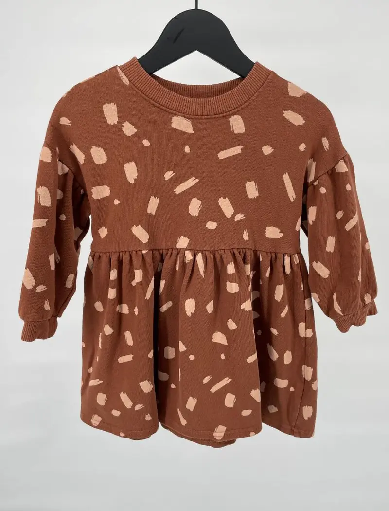 Jurk Bruin met Print Maat 104