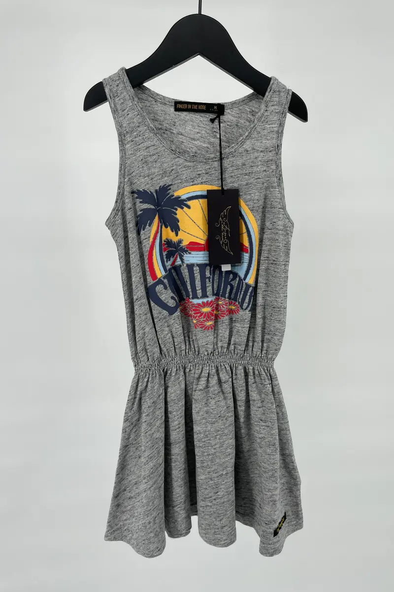 Jurk Grijs Mouwloos California Print