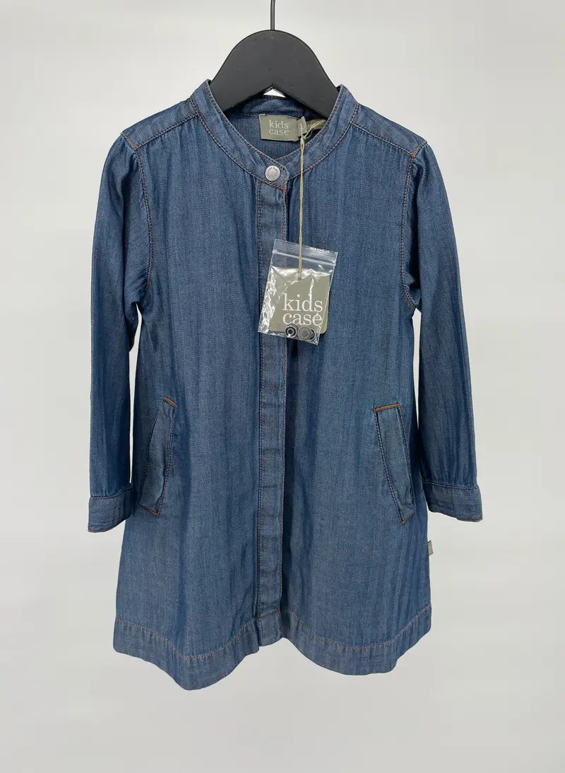 Jurk Lange Mouw Blauw Denim Maat 86