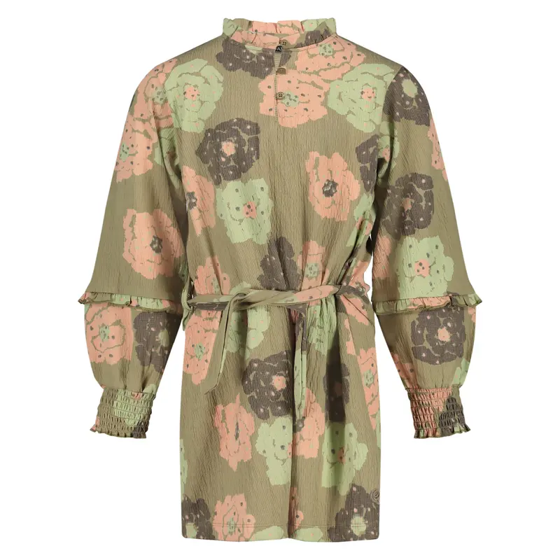 Jurk met bloemen | AOP Green Flower