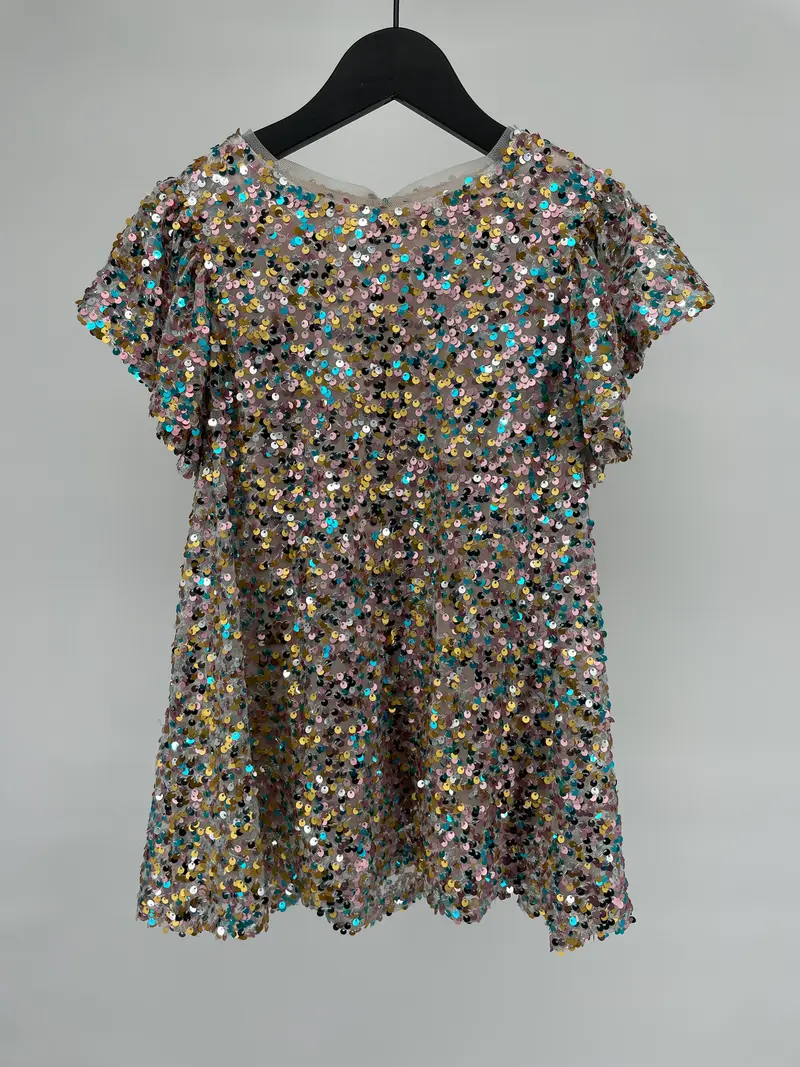 Jurk Multi Color Pailletten Feestelijk Maat 104