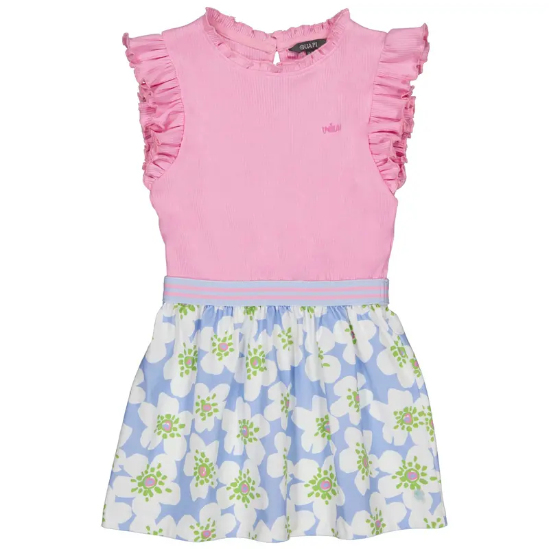 Jurk Roze en Blauw | AOP Blue Flower