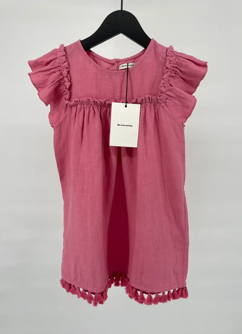 Jurk Roze Linnen Roesjes Maat 98