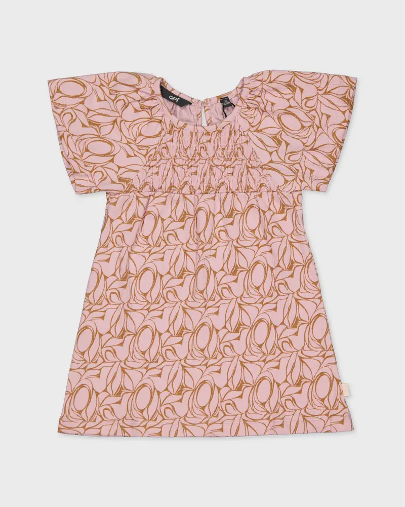 Jurk roze met bladprint | AOP Pink Leaves
