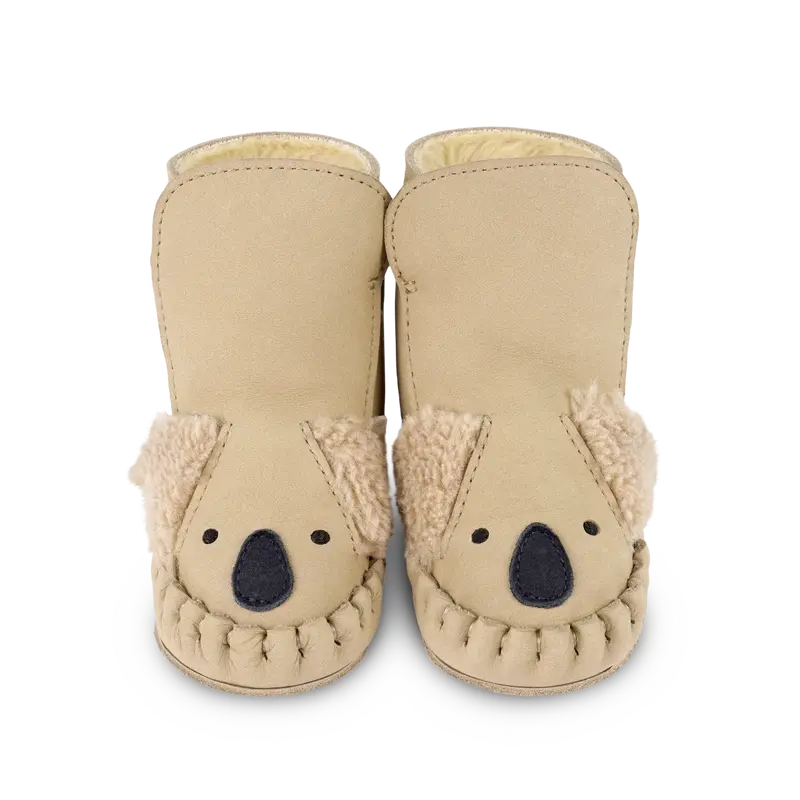 Kapi Exclusive Booties | Fluffy Koala | Taupe Nubuck