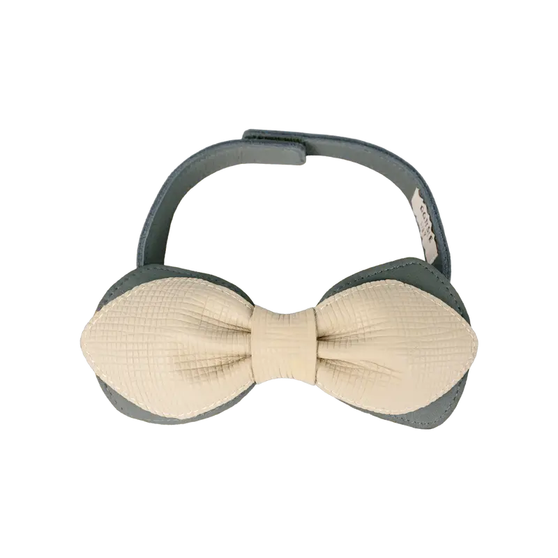 Keesje Bow Tie | Cream Scored Leather