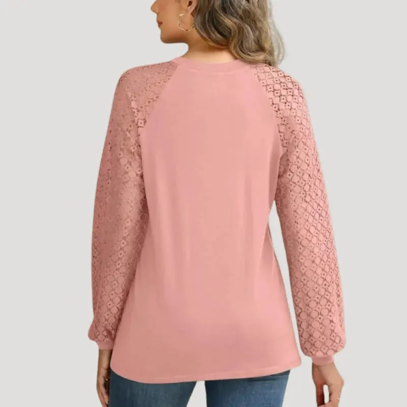 Kersti | Damen Spitzenbluse Langarm Rundhals