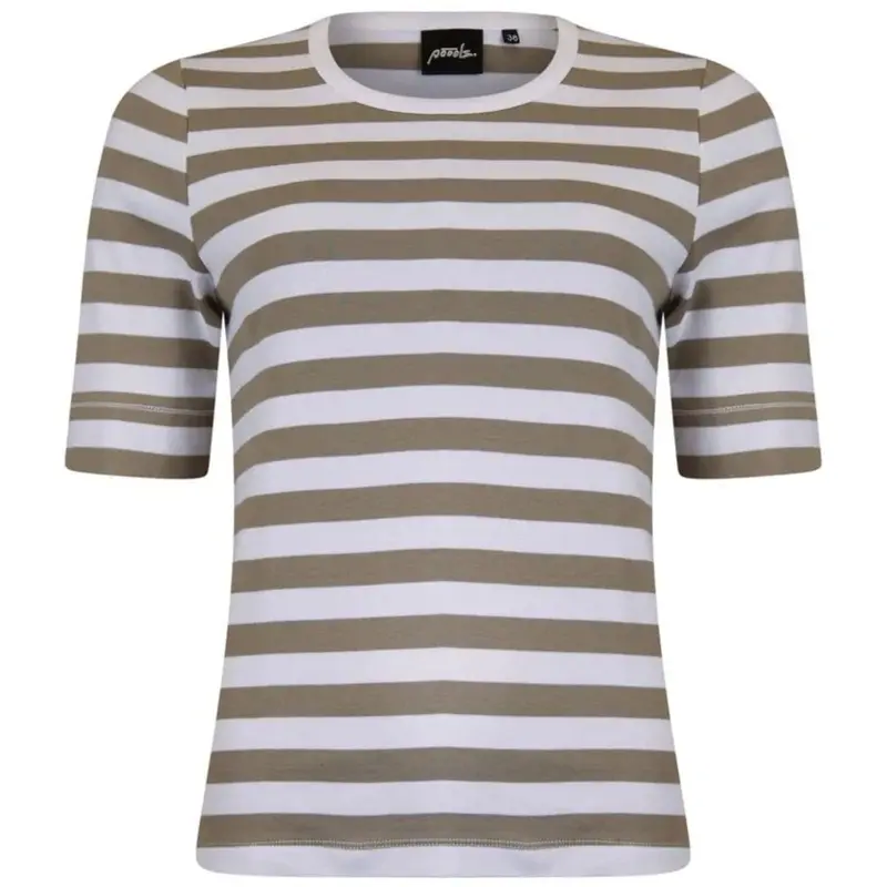 Khaki groen gestreept t-shirt 613168