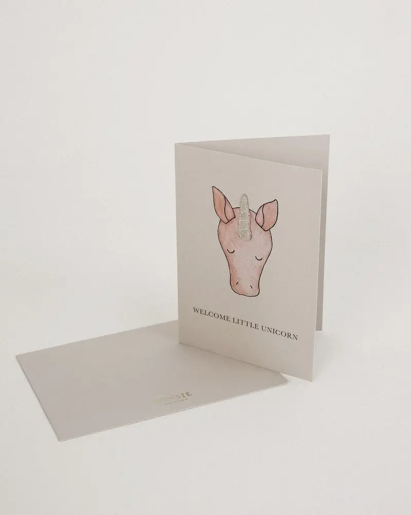 Kio Postcard XL | Unicorn | Cream Metallic Suede
