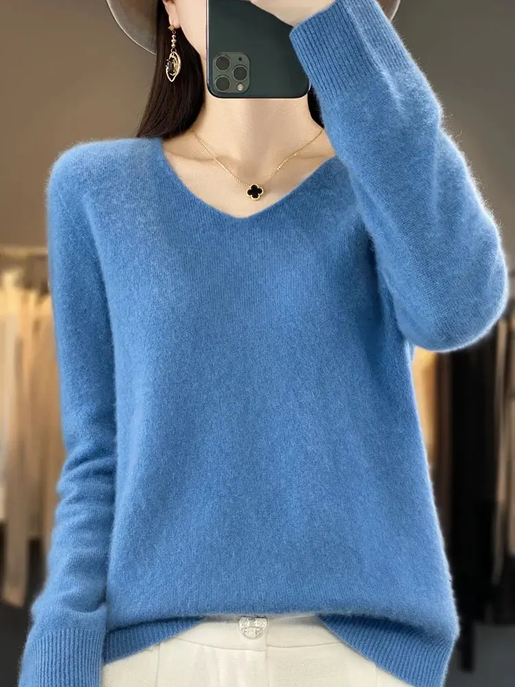 Klarissa | Damen Strickpullover Locker V-Ausschnitt