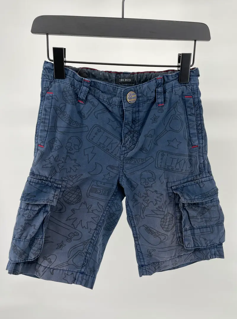 Korte Broek Donkerblauw met Print Maat 116