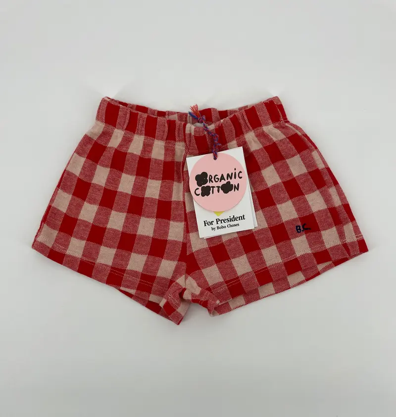 Korte Broek Rood Beige Geblokt Maat 92 / 98