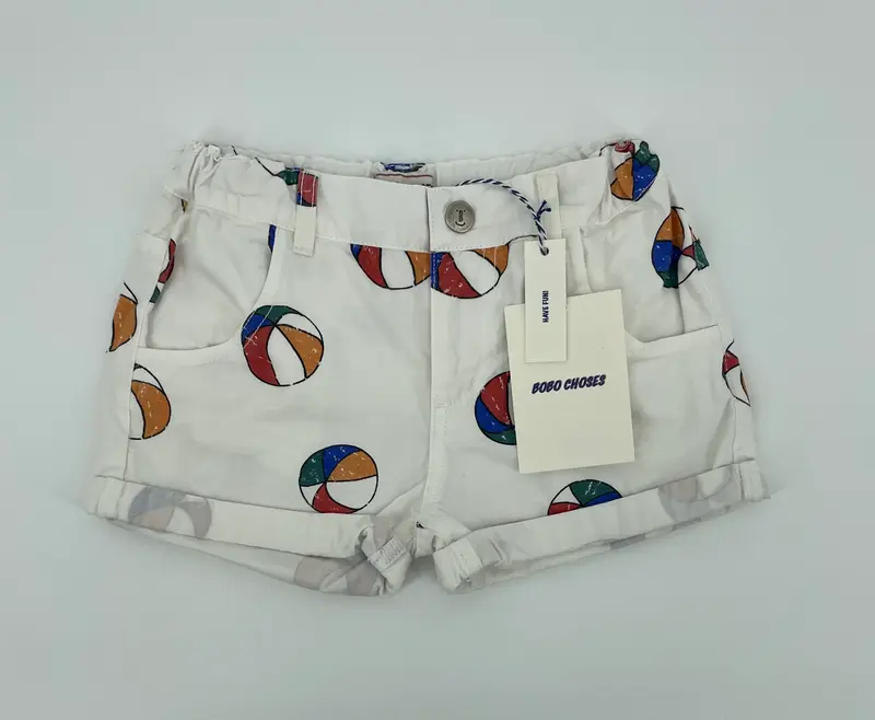 Korte Broek Wit met Strandballen Print Maat 86 / 92