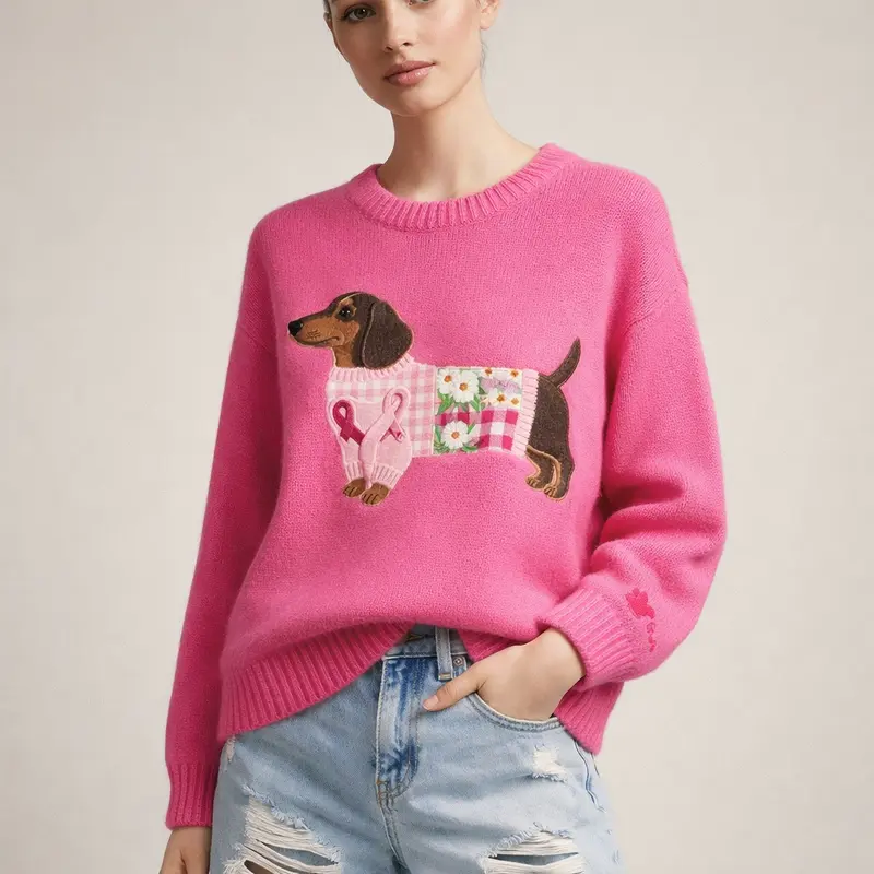 Laarni™ – Pullover mit Hund in Bunten Kleidern