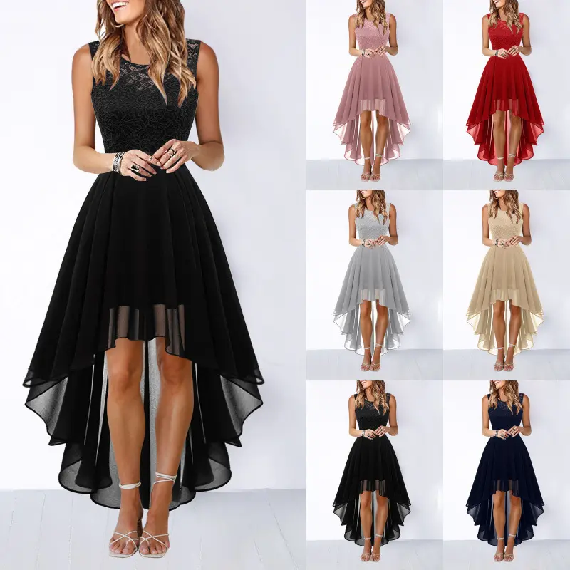 Lace Hollow-Out Chiffon Dress