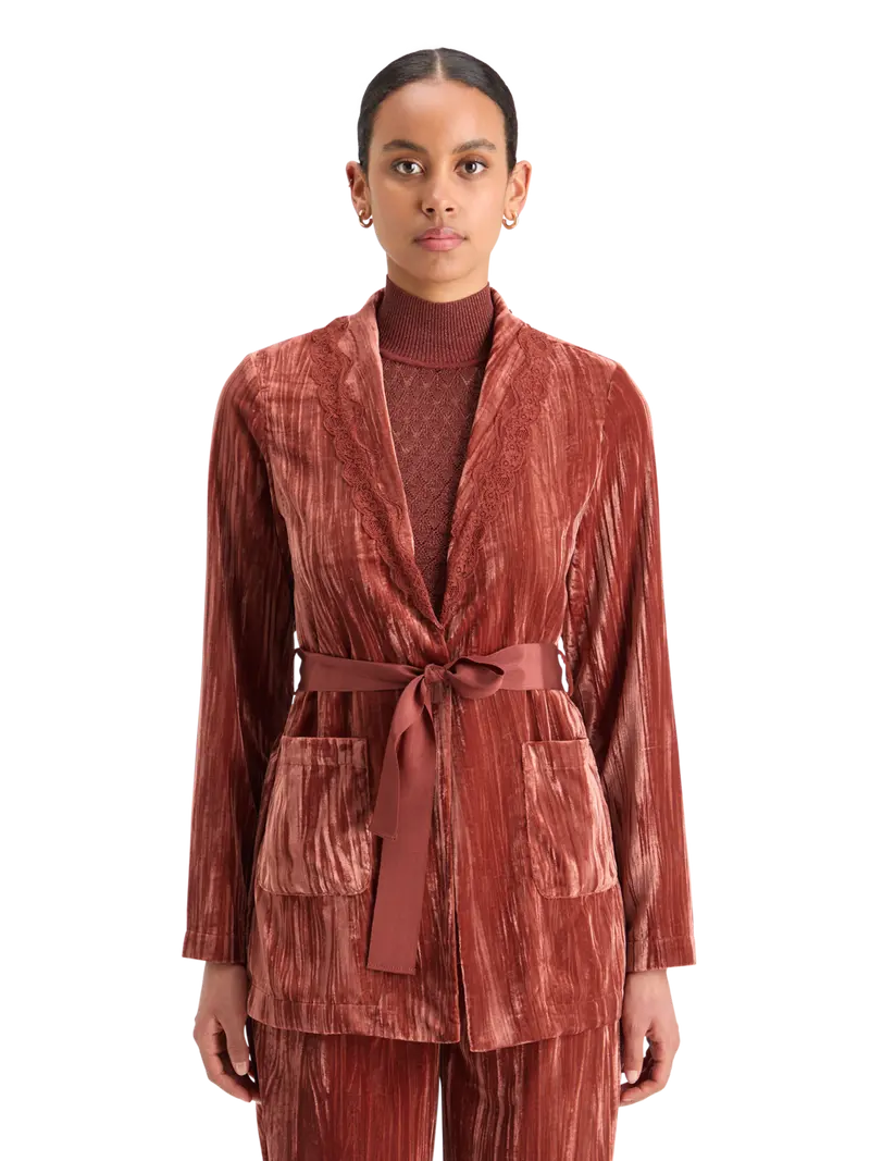 Lace Trimmed Velvet Pyjama Blazer