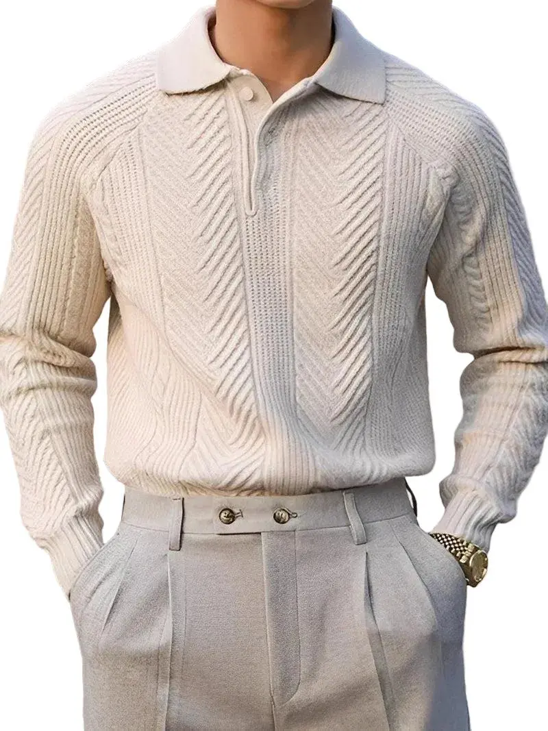 Langärmeliger Strickpullover mit Struktur für Herren