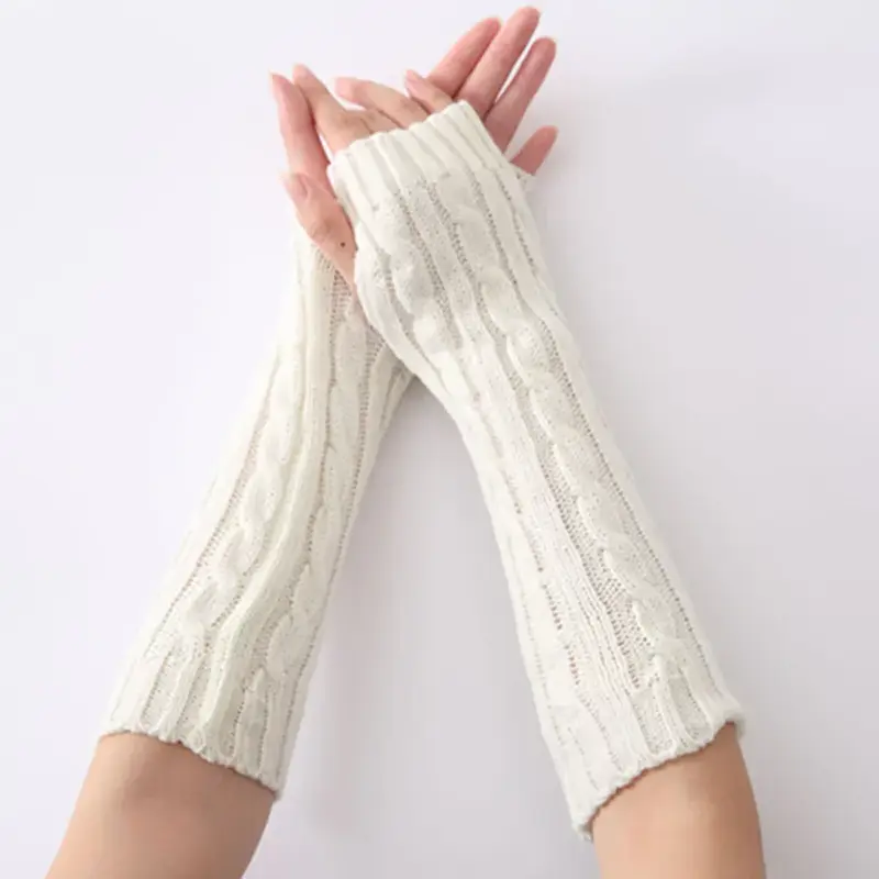 Lange fingerlose Strickhandschuhe (30 cm)