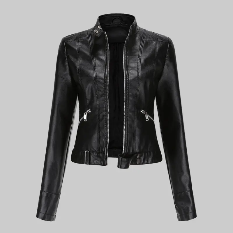 Lara | Damen Casual Gürtel Bikerlederjacke