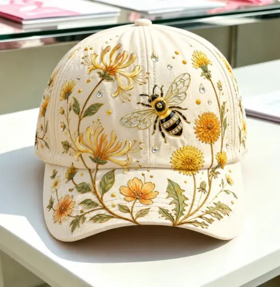 Lardenia | Bestickte Baseballcap mit Blumenmotiv