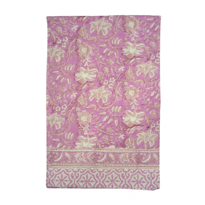 Lavender Bloom Hand Block Printed Lilac Jaal Tablecloth 170x270cm