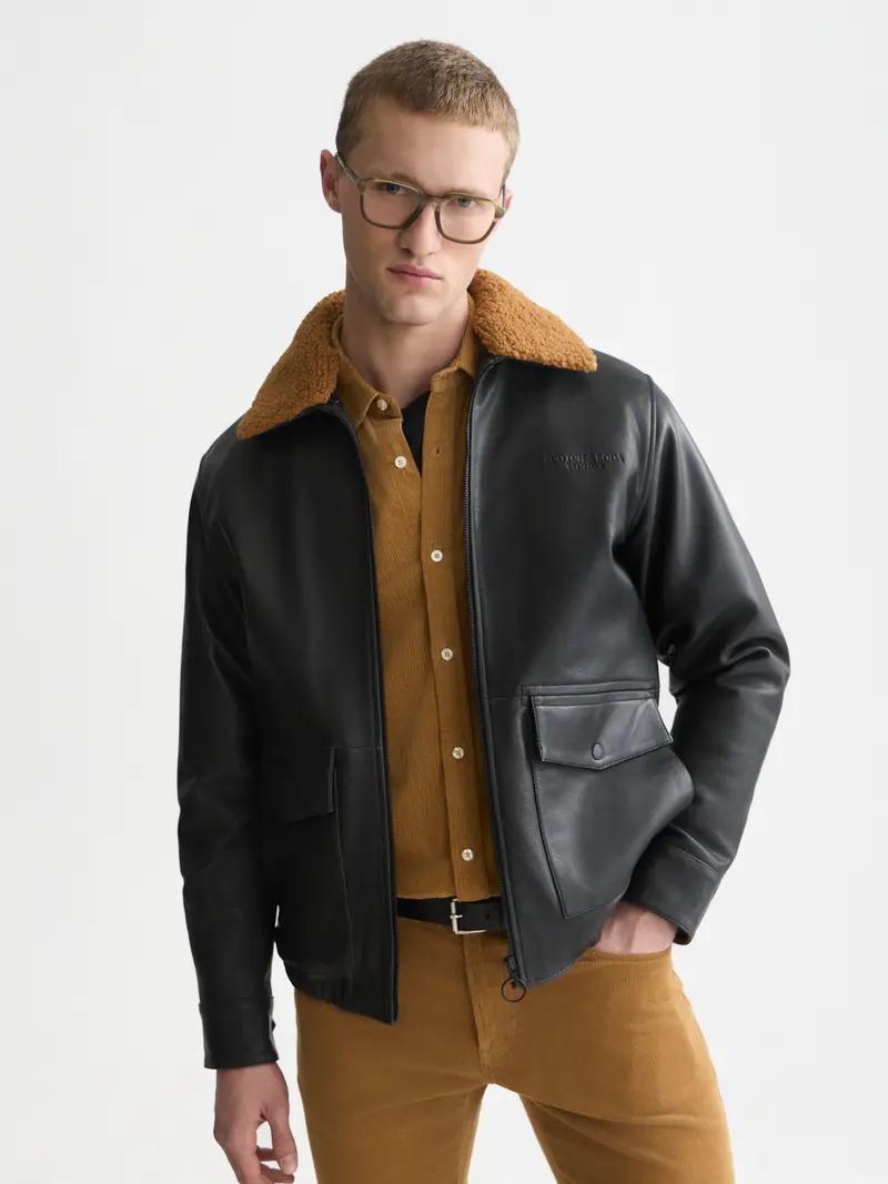 Leather Fleece-Lined Jacket