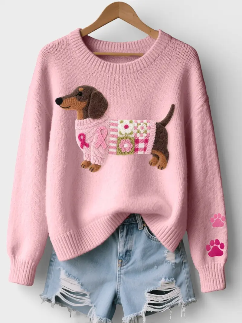 Lena | Damen Pullover gemütlich mit Dackelprint